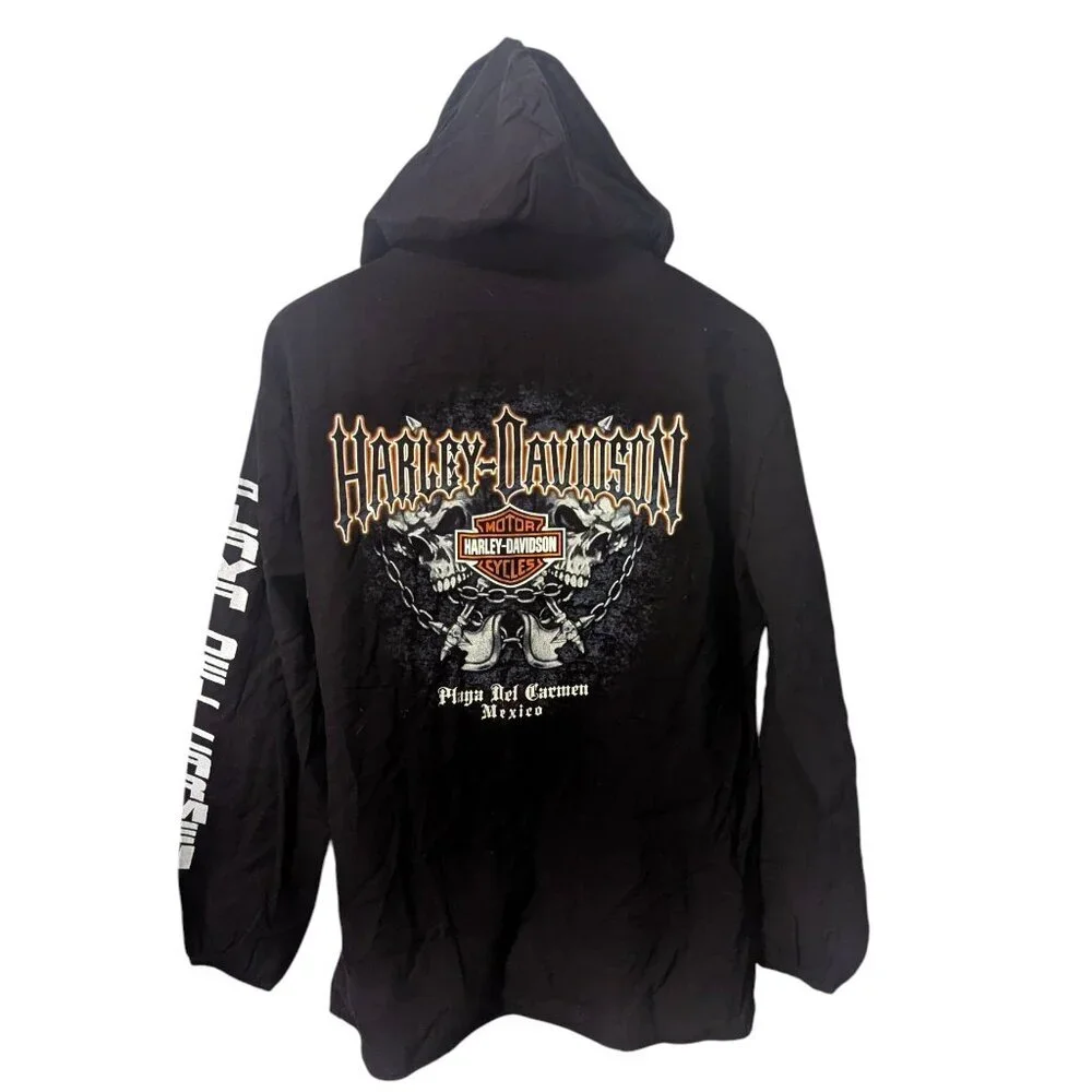 Harley-Davidson Jacket Hoodie Playa Del Carmen Motorcycle‎ Pockets Unisex LG